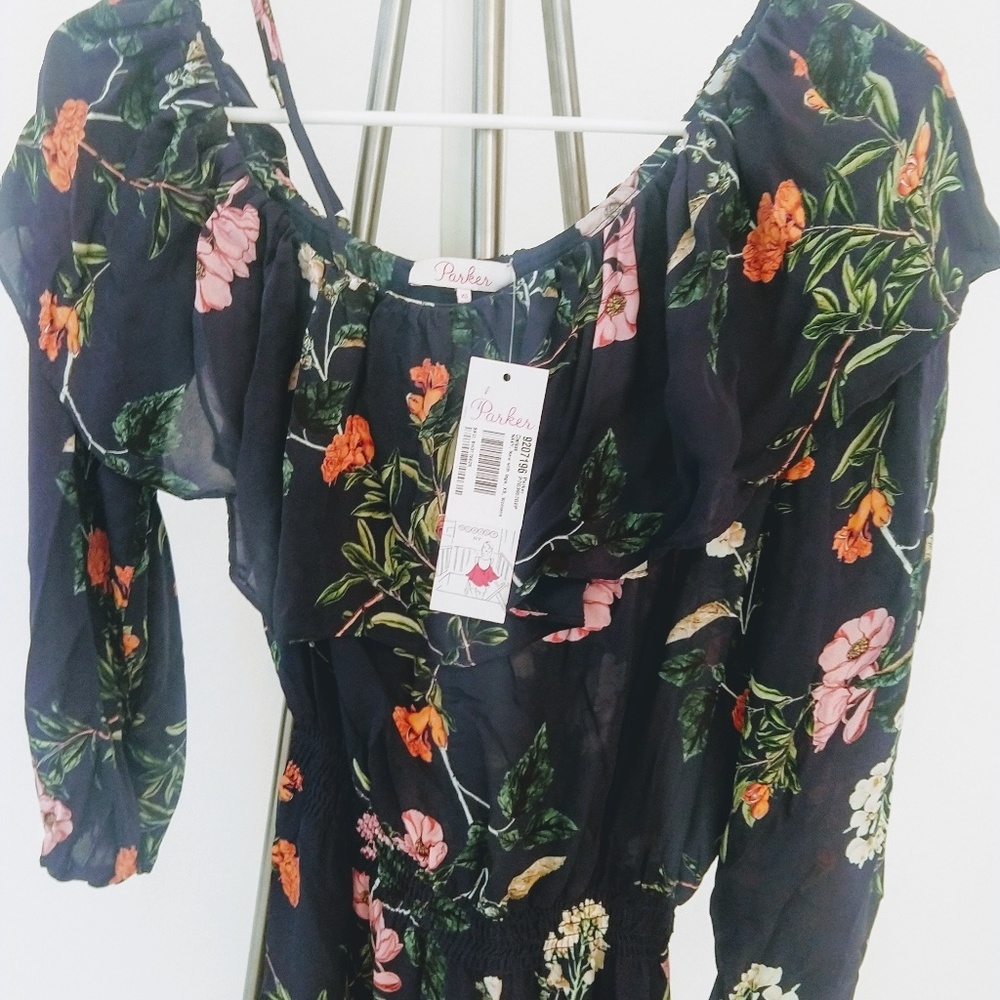 PARKER Clarisse floral ruffle one shoulder dress - Picture 3 of 5